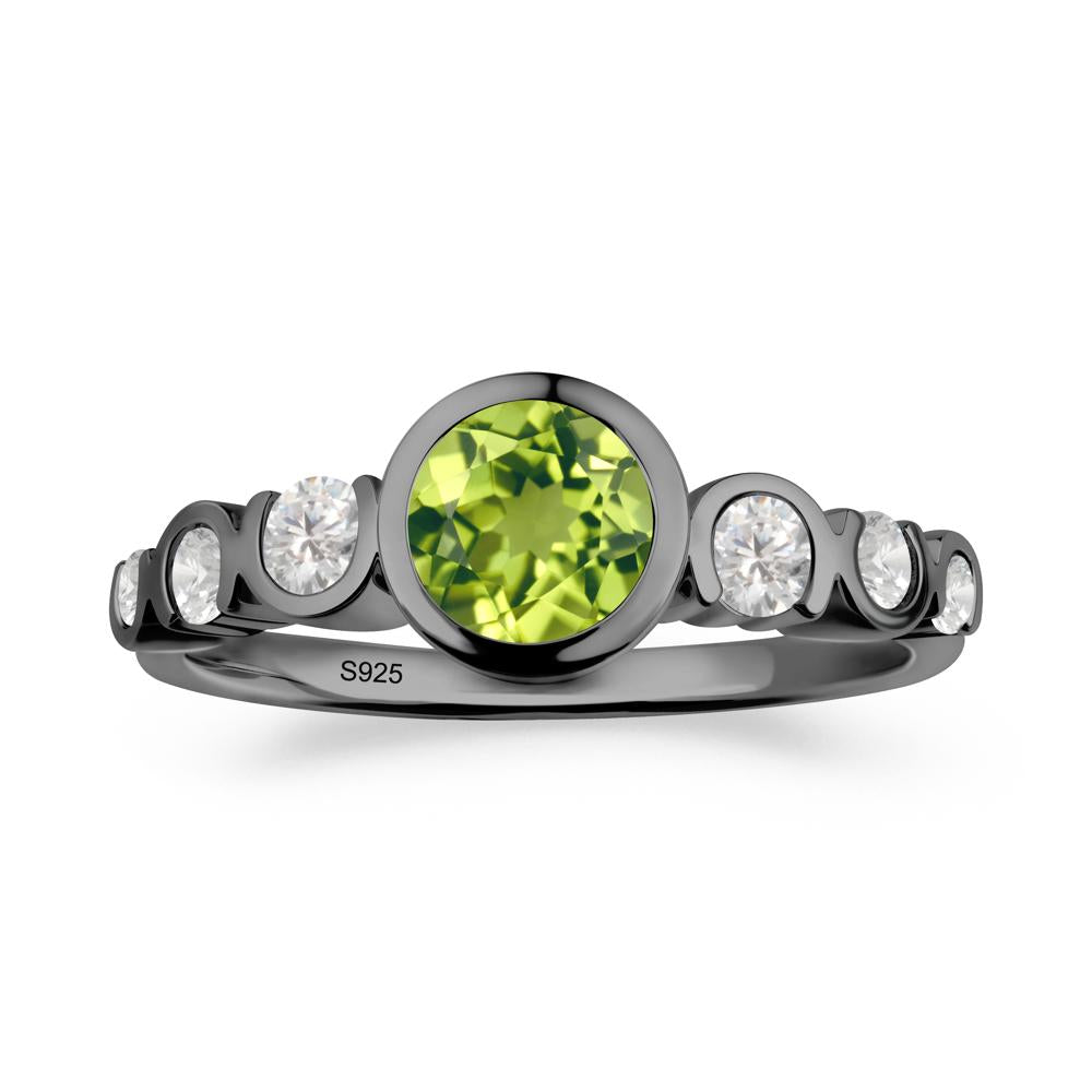 Multi Round Cut Peridot Ring - LUO Jewelry #metal_black finish sterling silver