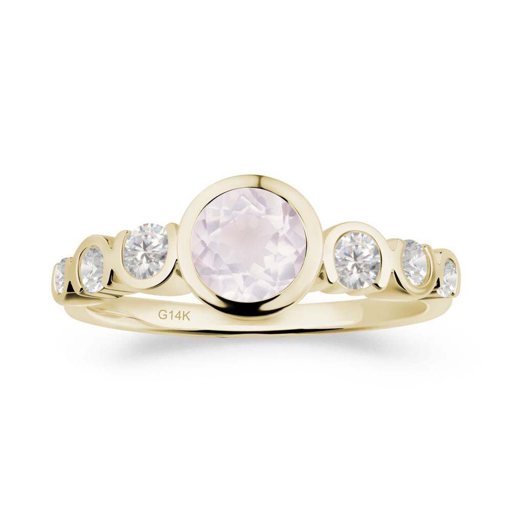 Rose Quartz Multi Stone Engagement Ring - LUO Jewelry #metal_14k yellow gold