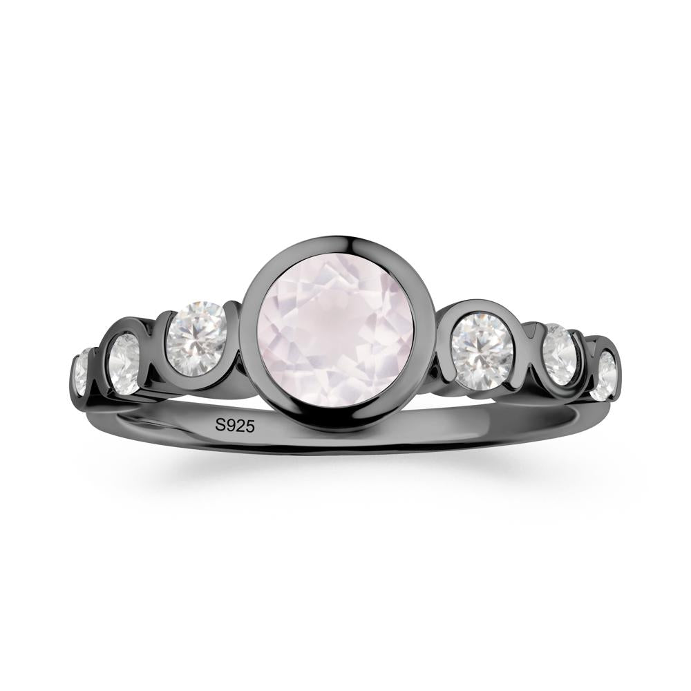 Rose Quartz Multi Stone Engagement Ring - LUO Jewelry #metal_black finish sterling silver