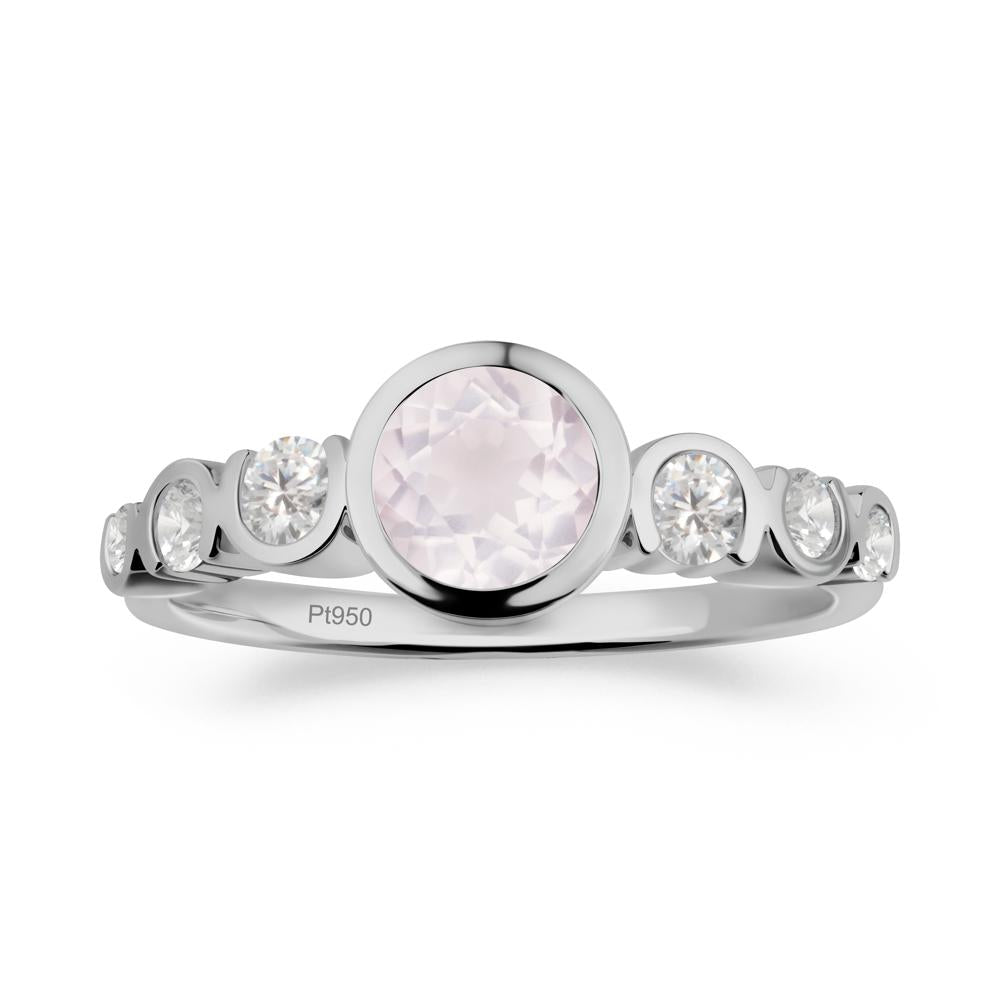 Rose Quartz Multi Stone Engagement Ring - LUO Jewelry #metal_platinum