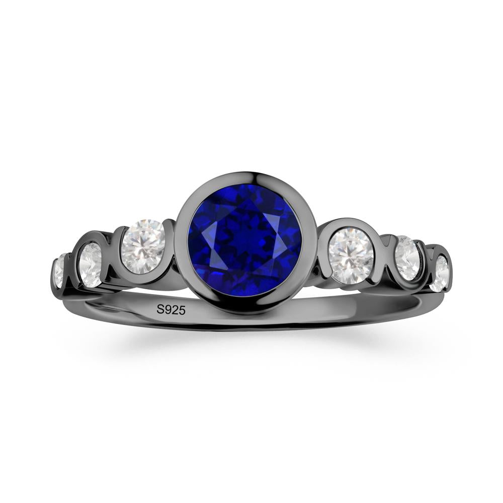 Sapphire Multi Stone Engagement Ring - LUO Jewelry #metal_black finish sterling silver