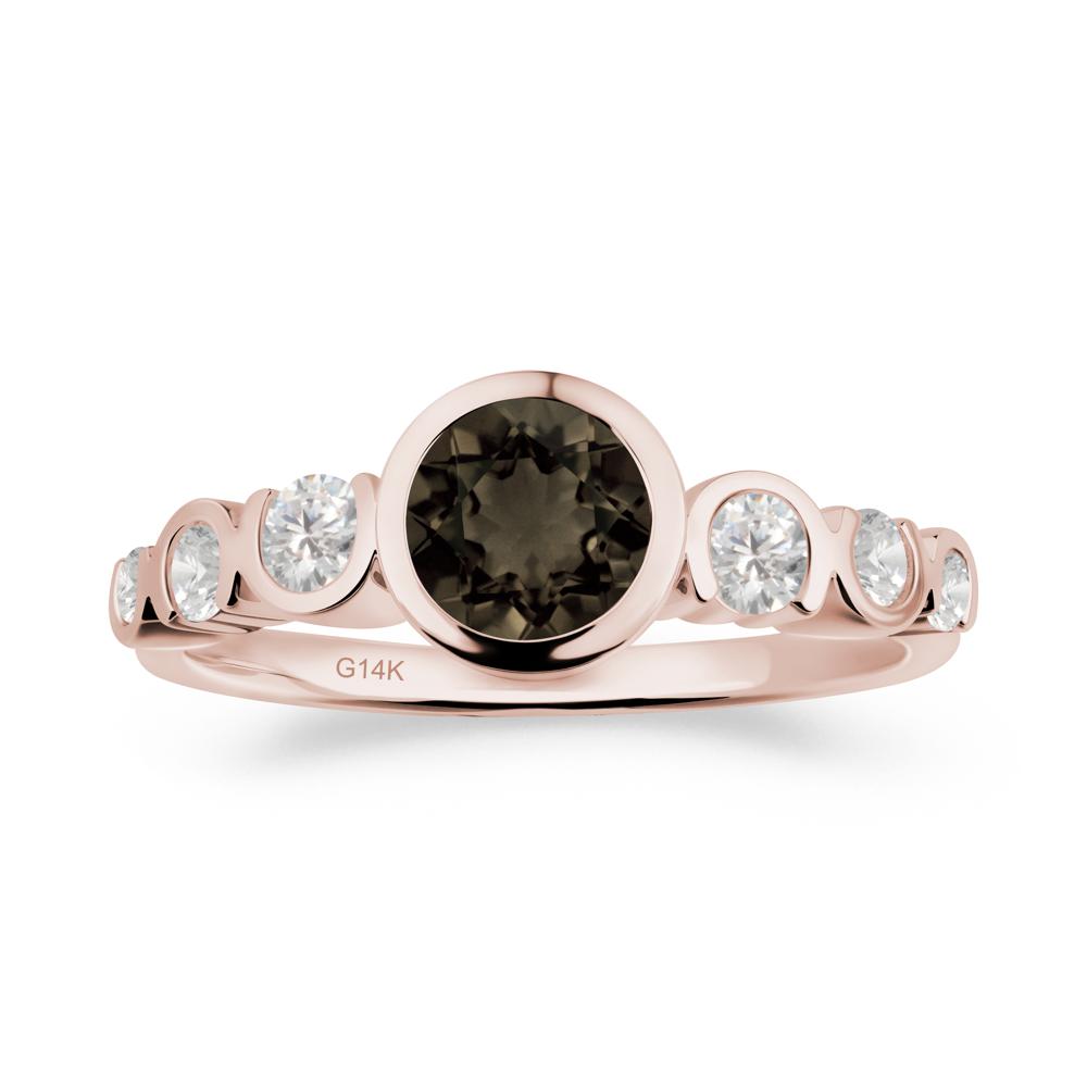 Multi Round Cut Smoky Quartz Ring - LUO Jewelry #metal_14k rose gold