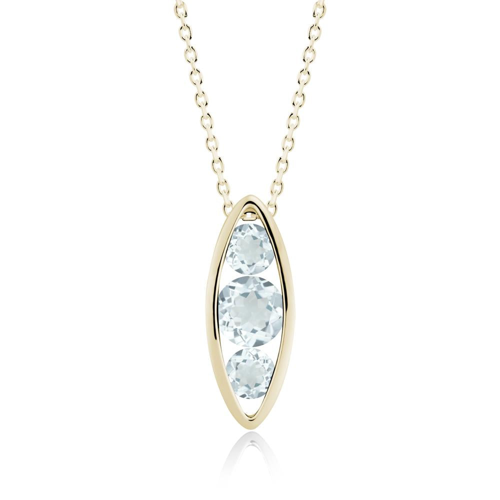 Aquamarine Three-Stone Marquise Pendant Necklace - LUO Jewelry #metal_14k yellow gold