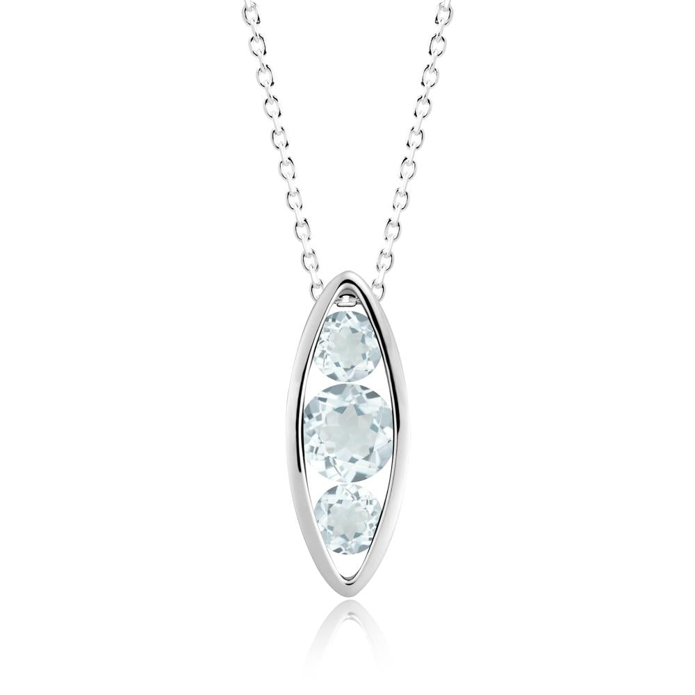 Aquamarine Three-Stone Marquise Pendant Necklace - LUO Jewelry #metal_18k white gold