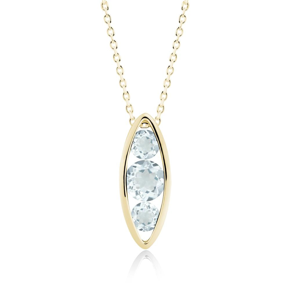 Aquamarine Three-Stone Marquise Pendant Necklace - LUO Jewelry #metal_18k yellow gold