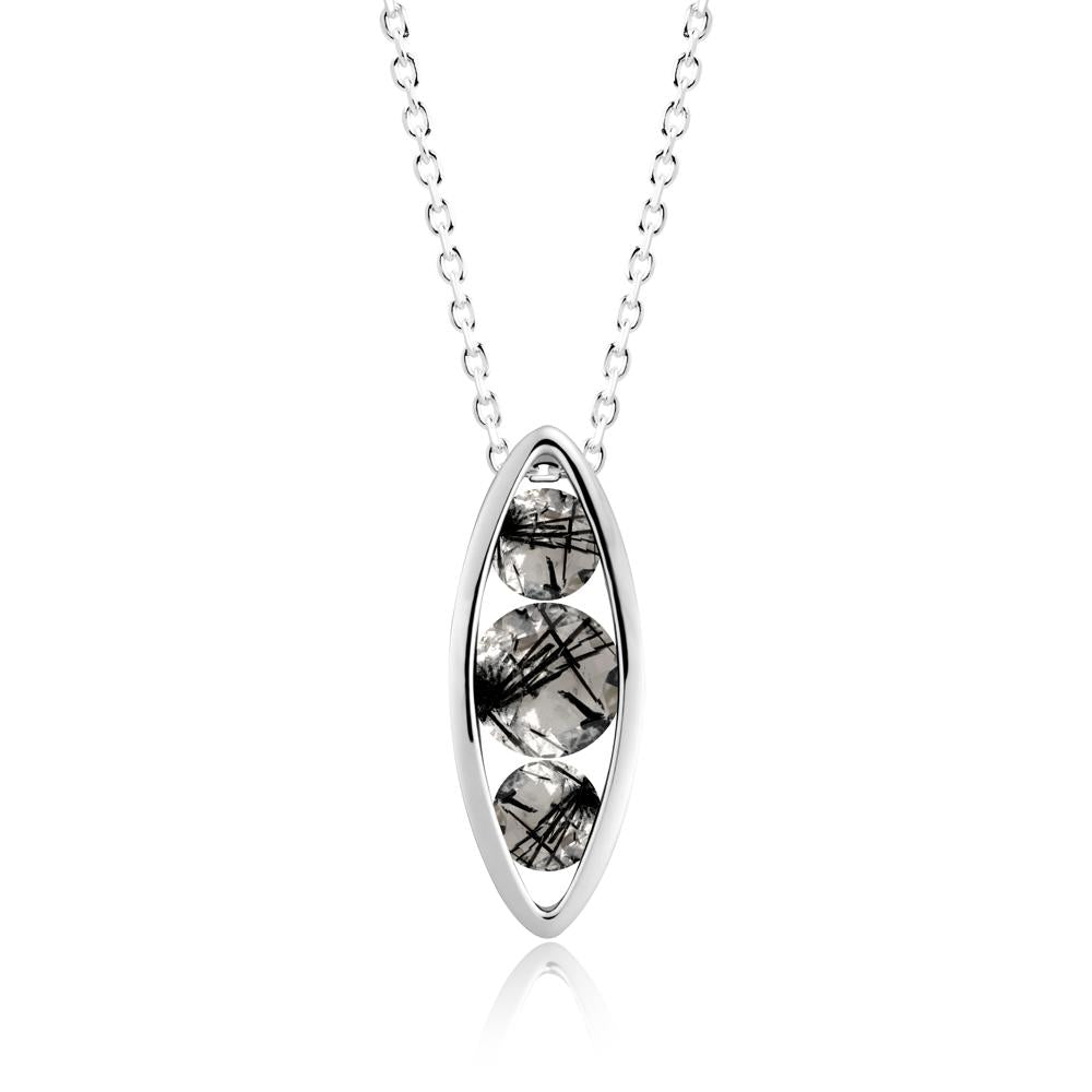 Pod Inpsired Black Rutilated Quartz Necklace - LUO Jewelry #metal_14k white gold