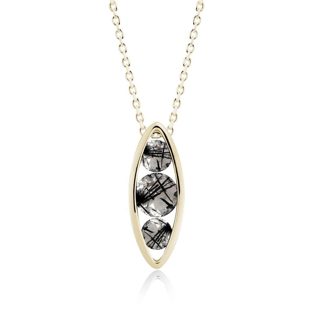 Pod Inpsired Black Rutilated Quartz Necklace - LUO Jewelry #metal_14k yellow gold