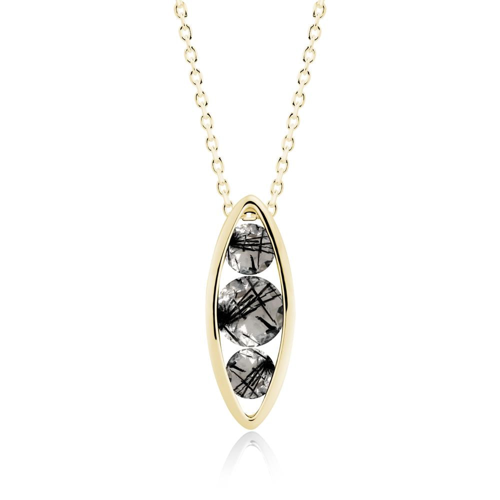 Pod Inpsired Black Rutilated Quartz Necklace - LUO Jewelry #metal_18k yellow gold