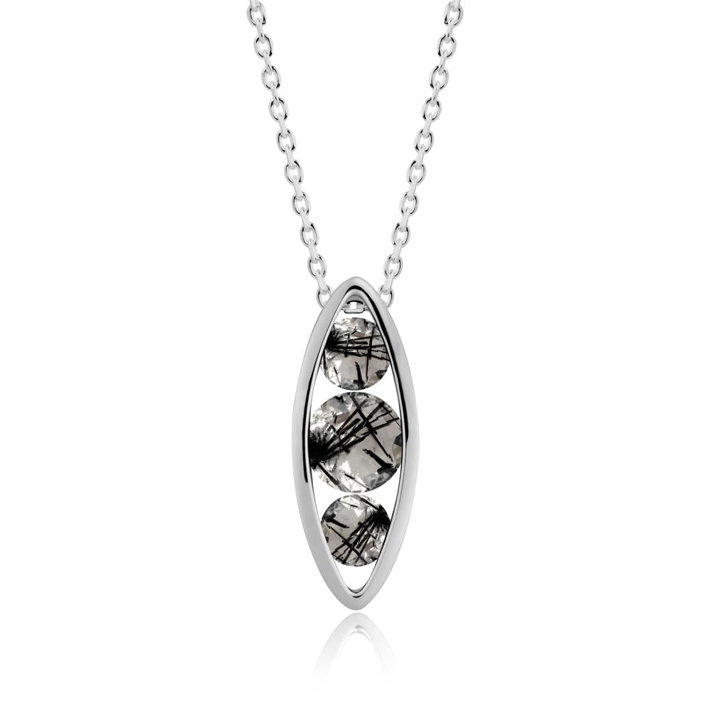 Pod Inpsired Black Rutilated Quartz Necklace - LUO Jewelry #metal_platinum