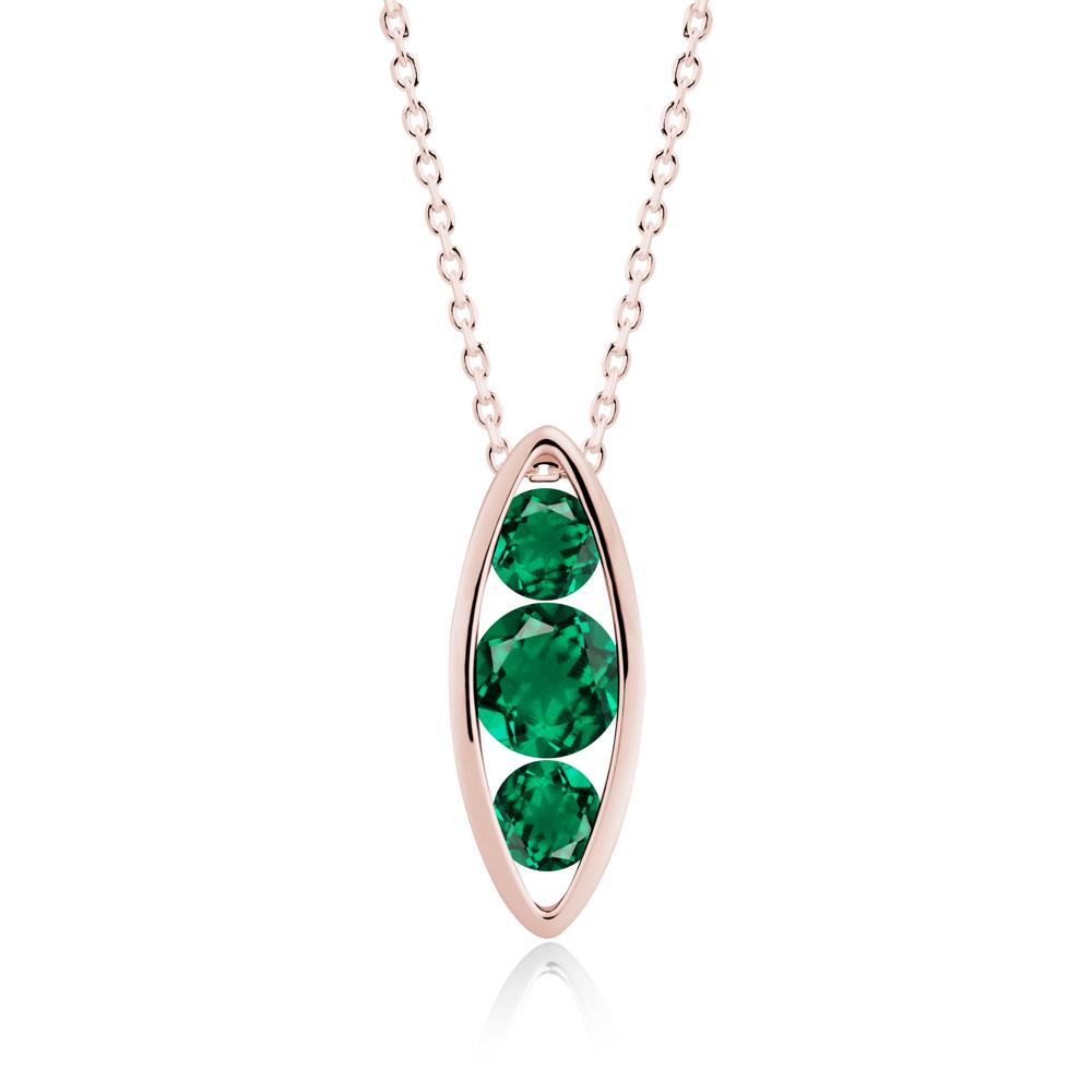 Emerald Three-Stone Marquise Pendant Necklace - LUO Jewelry #metal_18k rose gold