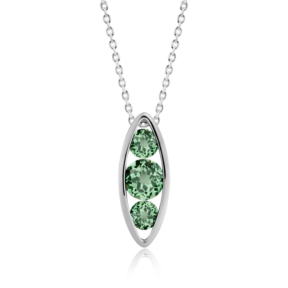 Green Sapphire Three-Stone Marquise Pendant Necklace - LUO Jewelry #metal_platinum