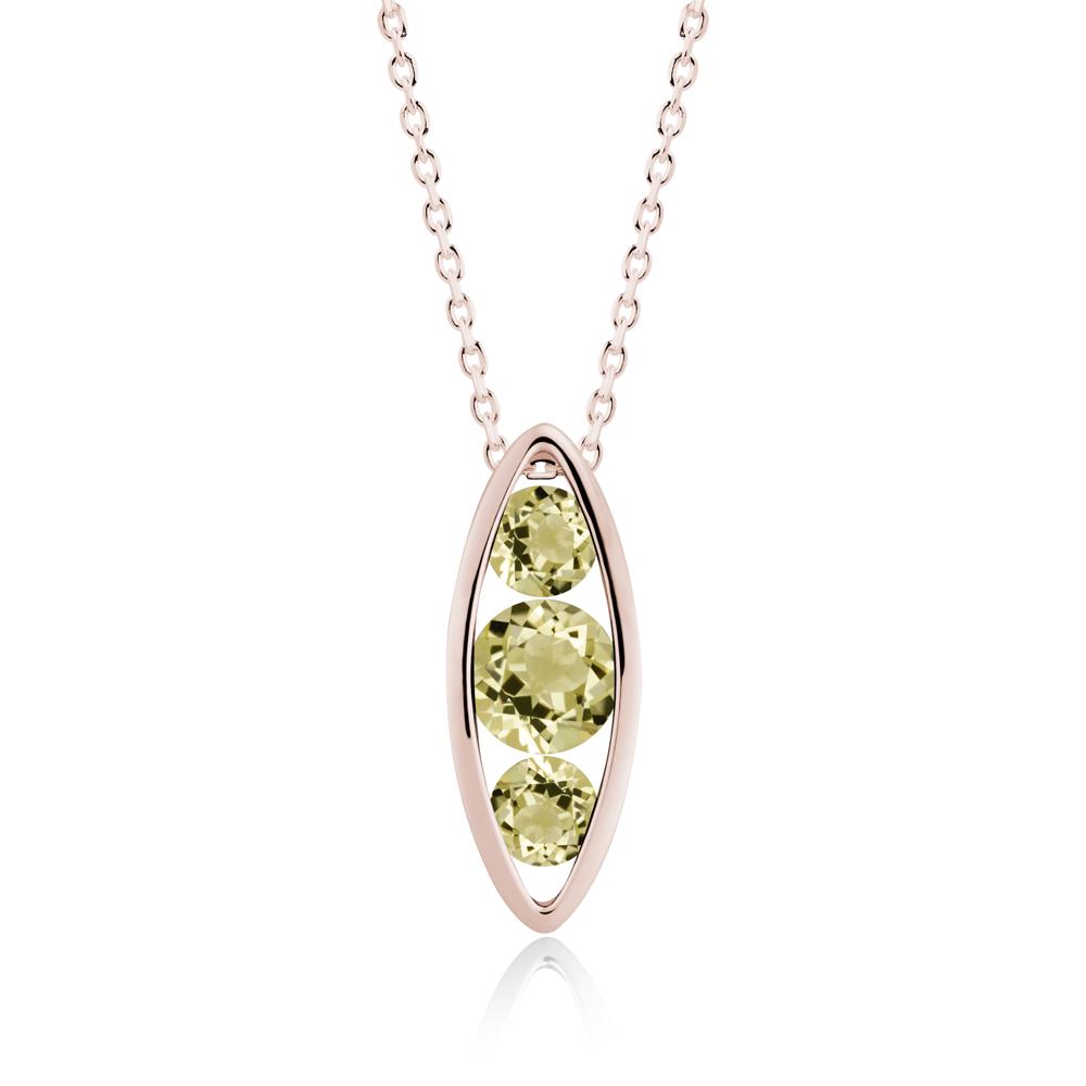 Lemon Quartz Three-Stone Marquise Pendant Necklace - LUO Jewelry #metal_14k rose gold