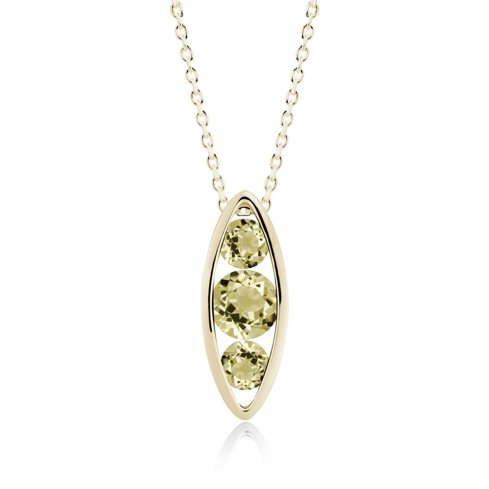 Lemon Quartz Three-Stone Marquise Pendant Necklace - LUO Jewelry #metal_14k yellow gold