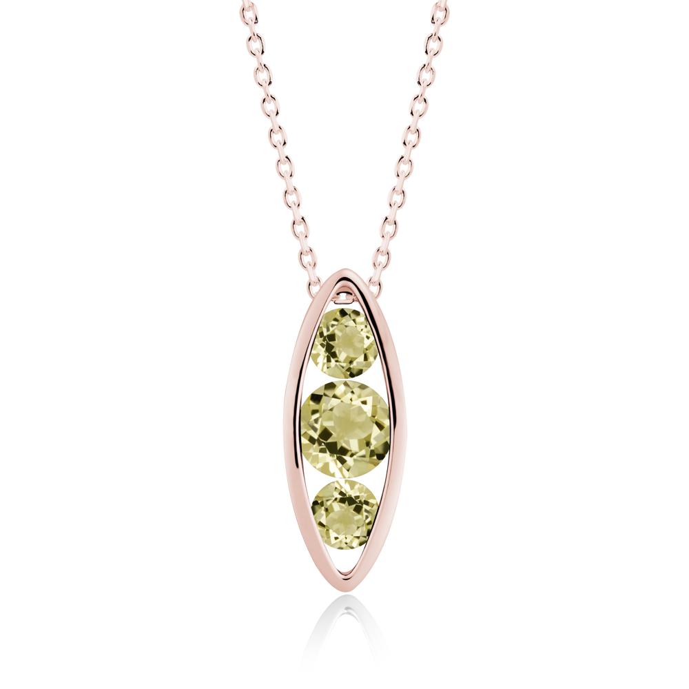 Lemon Quartz Three-Stone Marquise Pendant Necklace - LUO Jewelry #metal_18k rose gold