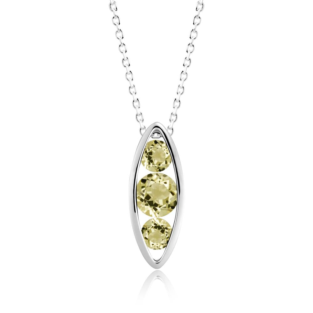 Lemon Quartz Three-Stone Marquise Pendant Necklace - LUO Jewelry #metal_18k white gold