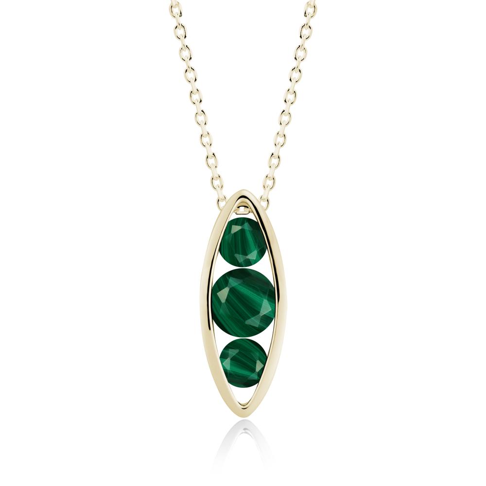 Malachite Three-Stone Marquise Pendant Necklace - LUO Jewelry #metal_14k yellow gold