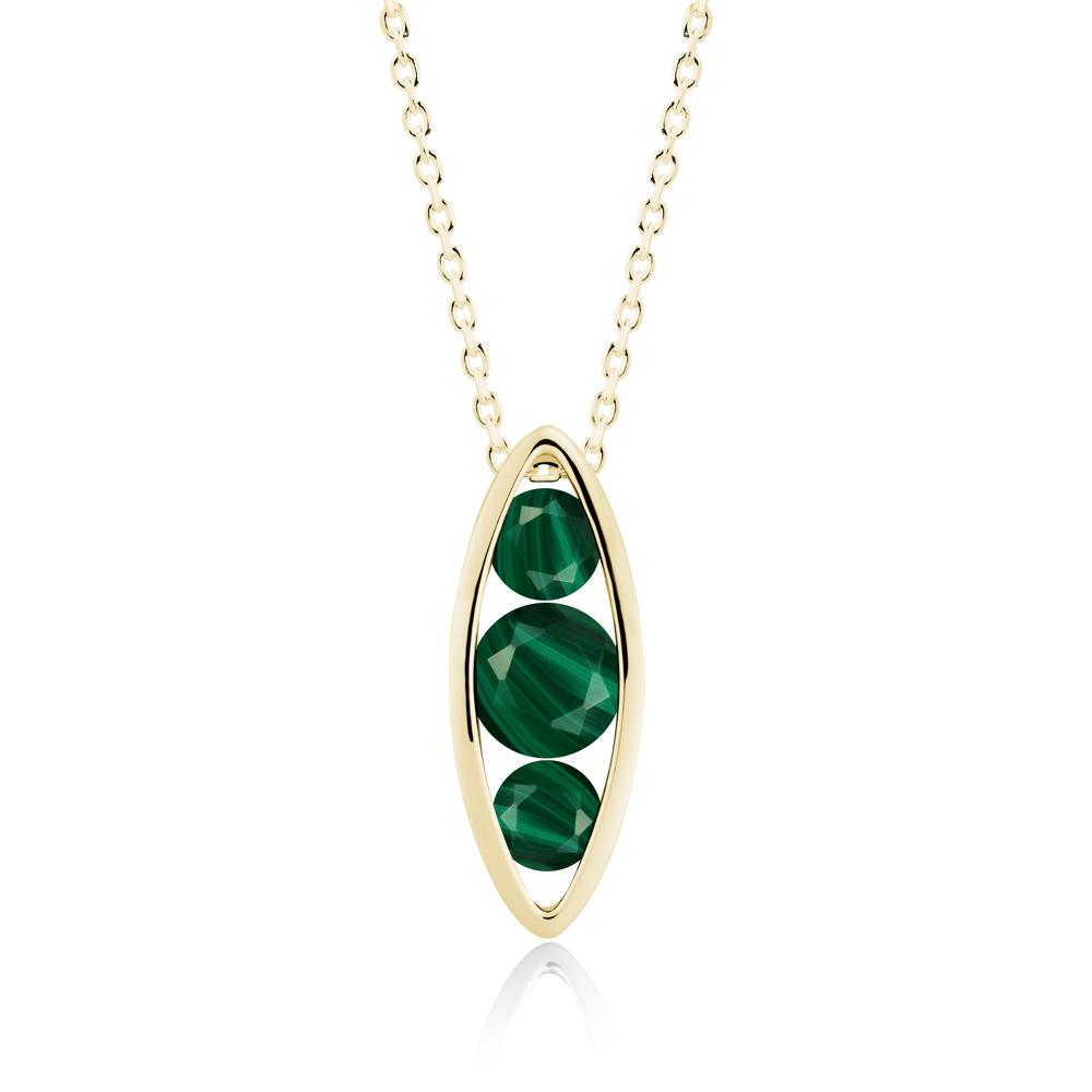 Malachite Three-Stone Marquise Pendant Necklace - LUO Jewelry #metal_18k yellow gold
