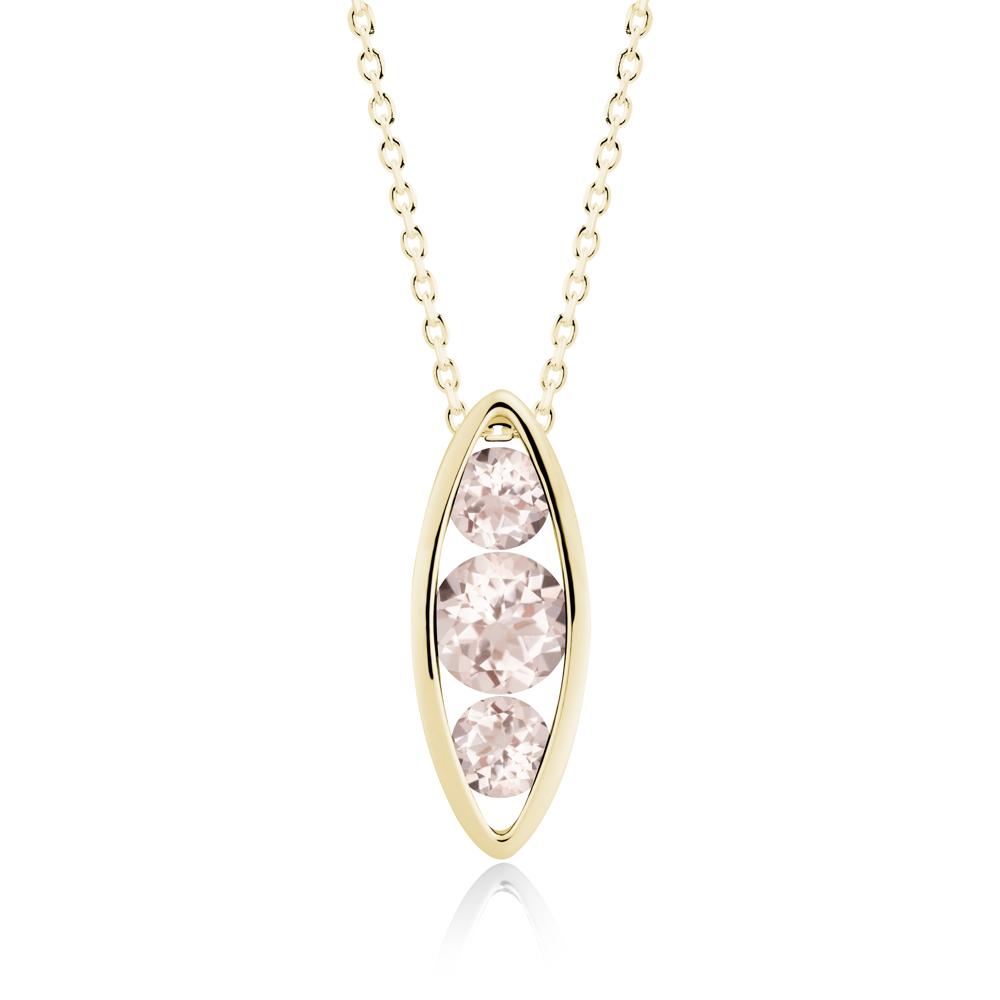 Morganite Three-Stone Marquise Pendant Necklace - LUO Jewelry #metal_18k yellow gold