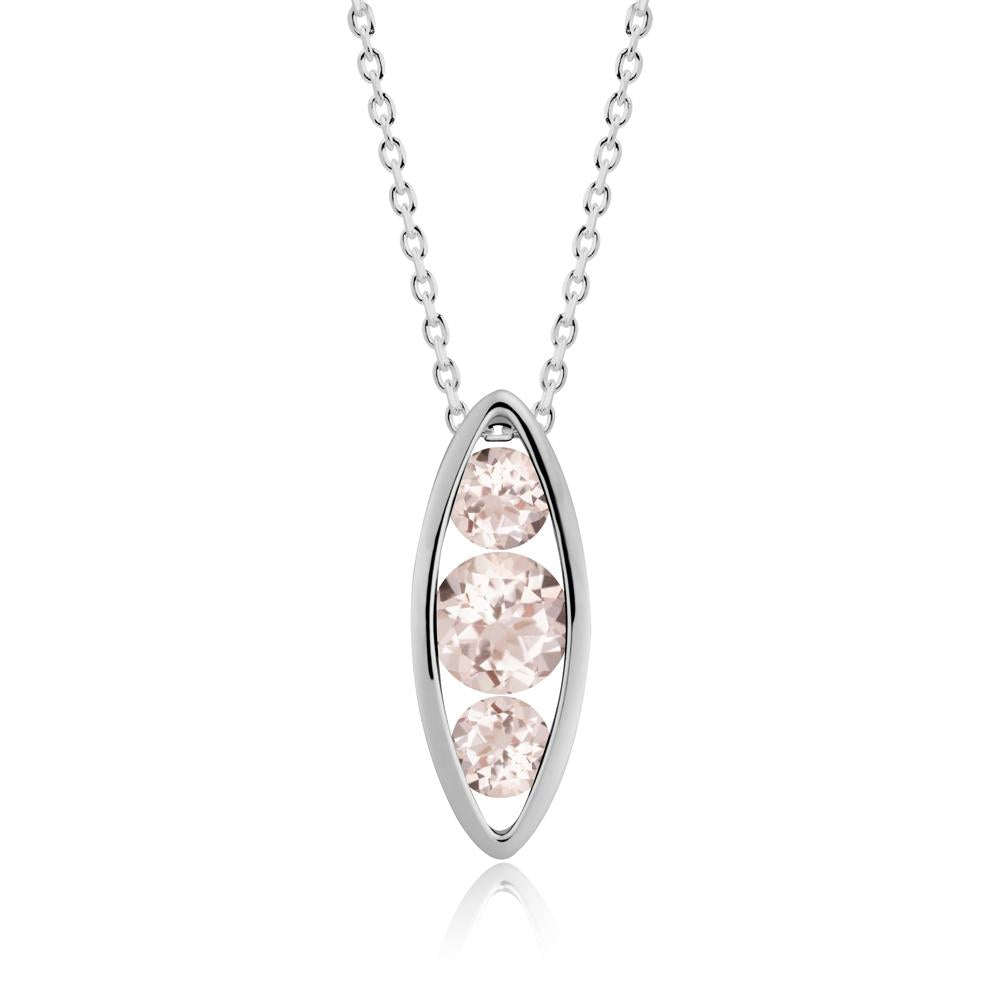 Morganite Three-Stone Marquise Pendant Necklace - LUO Jewelry #metal_platinum