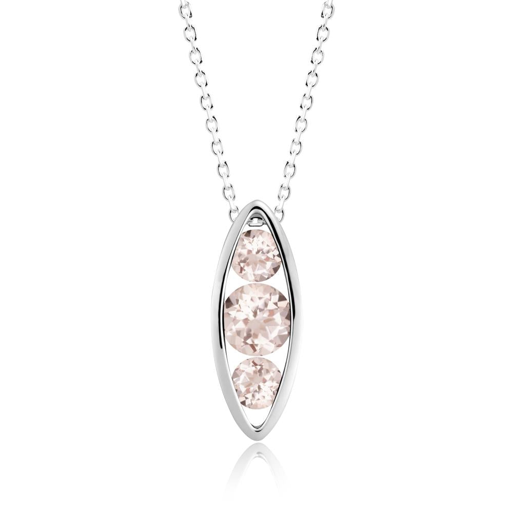 Morganite Three-Stone Marquise Pendant Necklace - LUO Jewelry #metal_sterling silver