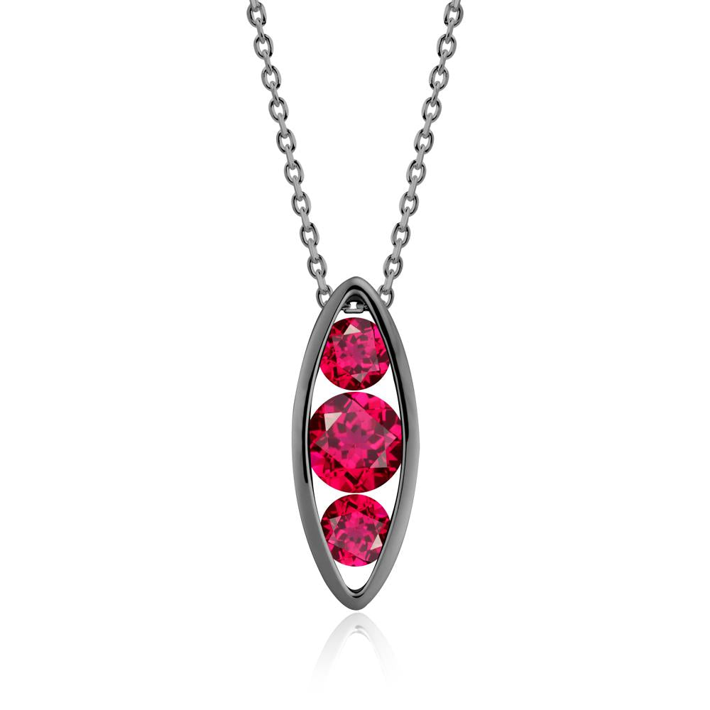 Pod Inpsired Ruby Necklace - LUO Jewelry #metal_black finish sterling silver
