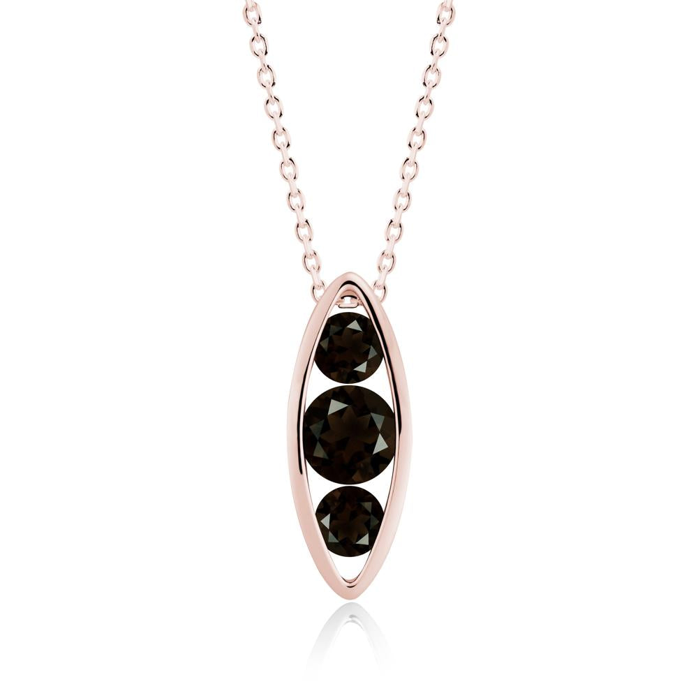 Smoky Quartz Three-Stone Marquise Pendant Necklace - LUO Jewelry #metal_18k rose gold