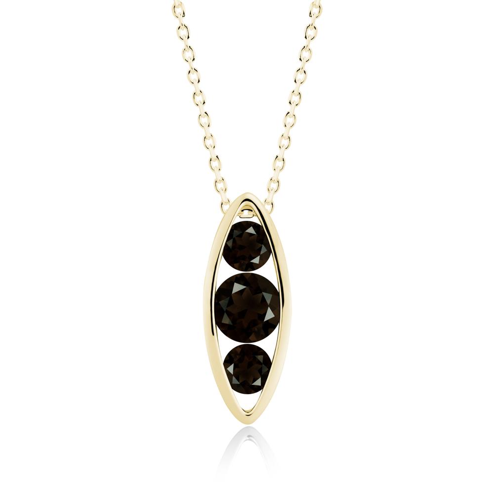 Smoky Quartz Three-Stone Marquise Pendant Necklace - LUO Jewelry #metal_18k yellow gold