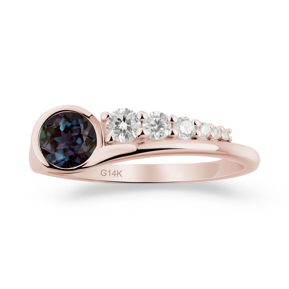 Six-Stone Graduated Bezel Alexandrite Ring - LUO Jewelry #metal_14k rose gold
