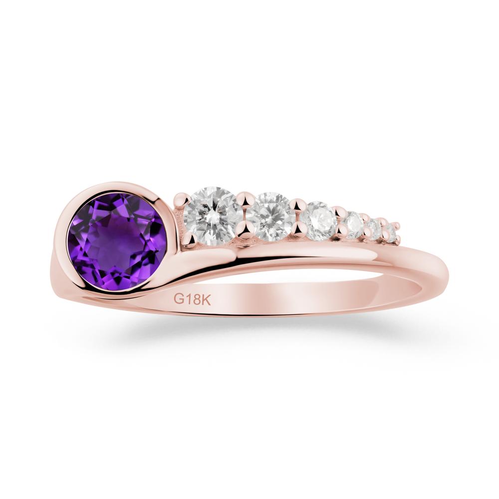 Six-Stone Graduated Bezel Amethyst Ring - LUO Jewelry #metal_18k rose gold
