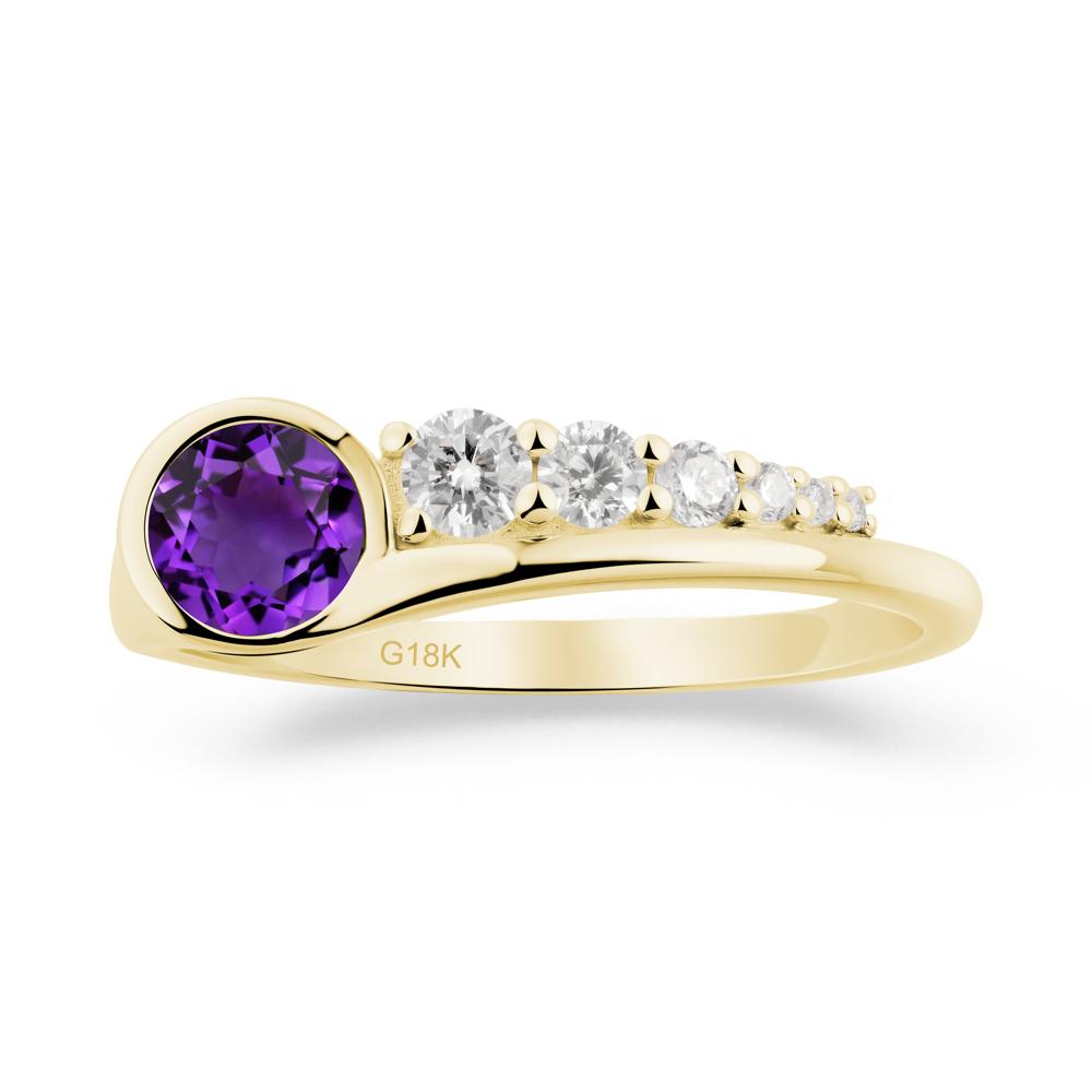 Six-Stone Graduated Bezel Amethyst Ring - LUO Jewelry #metal_18k yellow gold