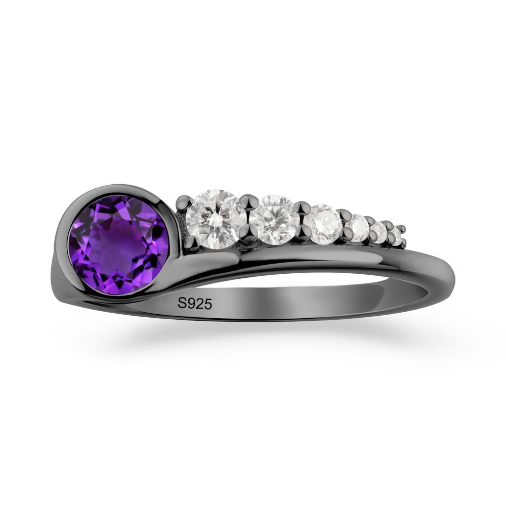Six-Stone Graduated Bezel Amethyst Ring - LUO Jewelry #metal_black finish sterling silver