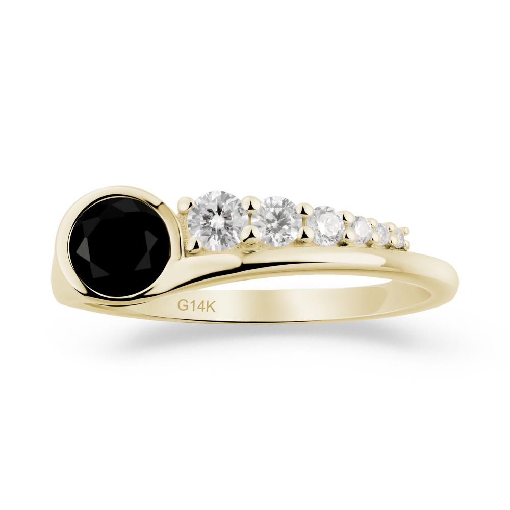 Round Black Spinel Graduated Bubble Ring - LUO Jewelry #metal_14k yellow gold