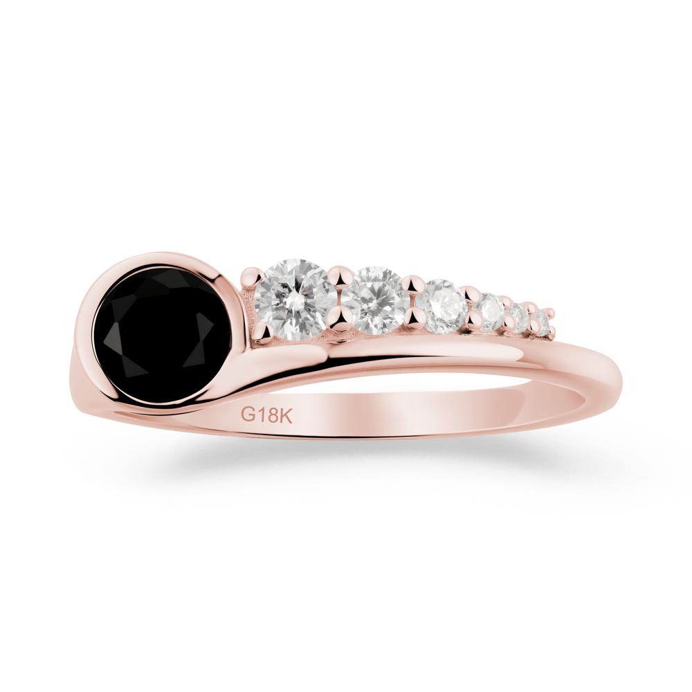 Round Black Spinel Graduated Bubble Ring - LUO Jewelry #metal_18k rose gold