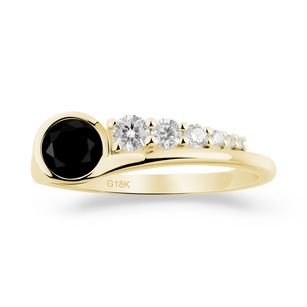 Round Black Spinel Graduated Bubble Ring - LUO Jewelry #metal_18k yellow gold