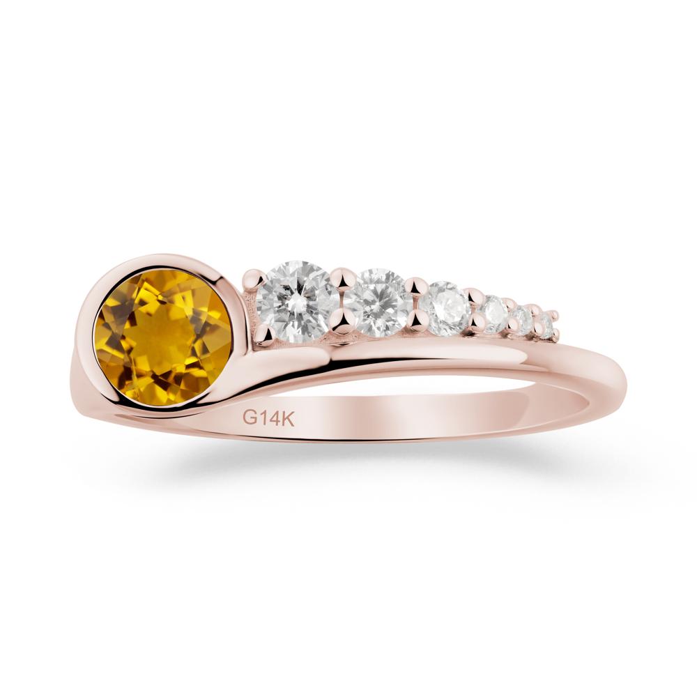 Six-Stone Graduated Bezel Citrine Ring - LUO Jewelry #metal_14k rose gold
