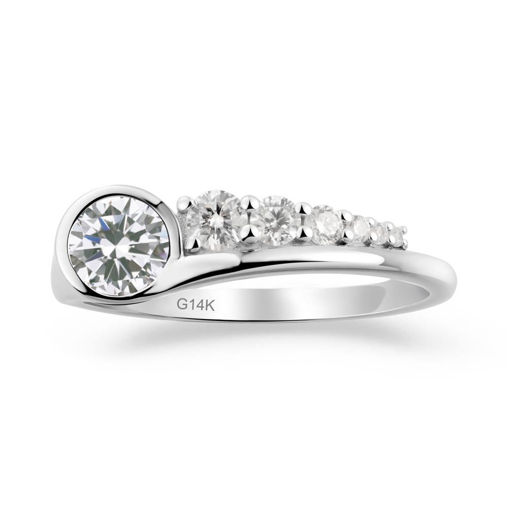 Six-Stone Graduated Bezel Cubic Zirconia Ring - LUO Jewelry #metal_14k white gold