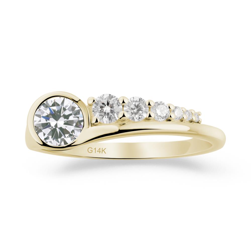 Six-Stone Graduated Bezel Cubic Zirconia Ring - LUO Jewelry #metal_14k yellow gold
