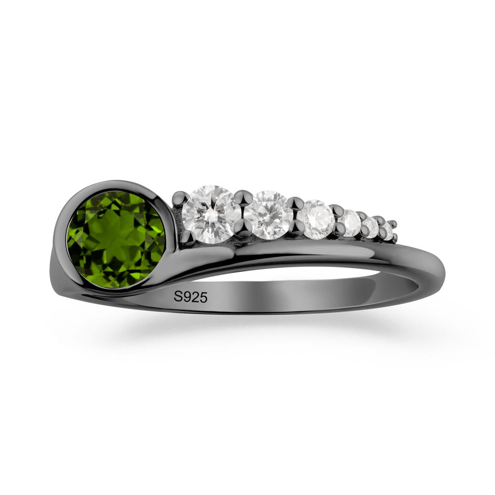 Round Diopside Graduated Bubble Ring - LUO Jewelry #metal_black finish sterling silver