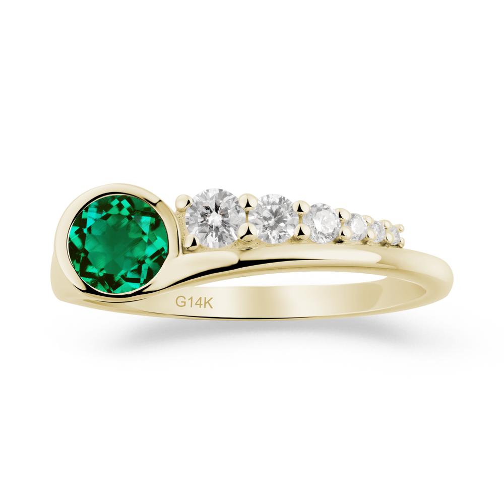 Round Emerald Graduated Bubble Ring - LUO Jewelry #metal_14k yellow gold