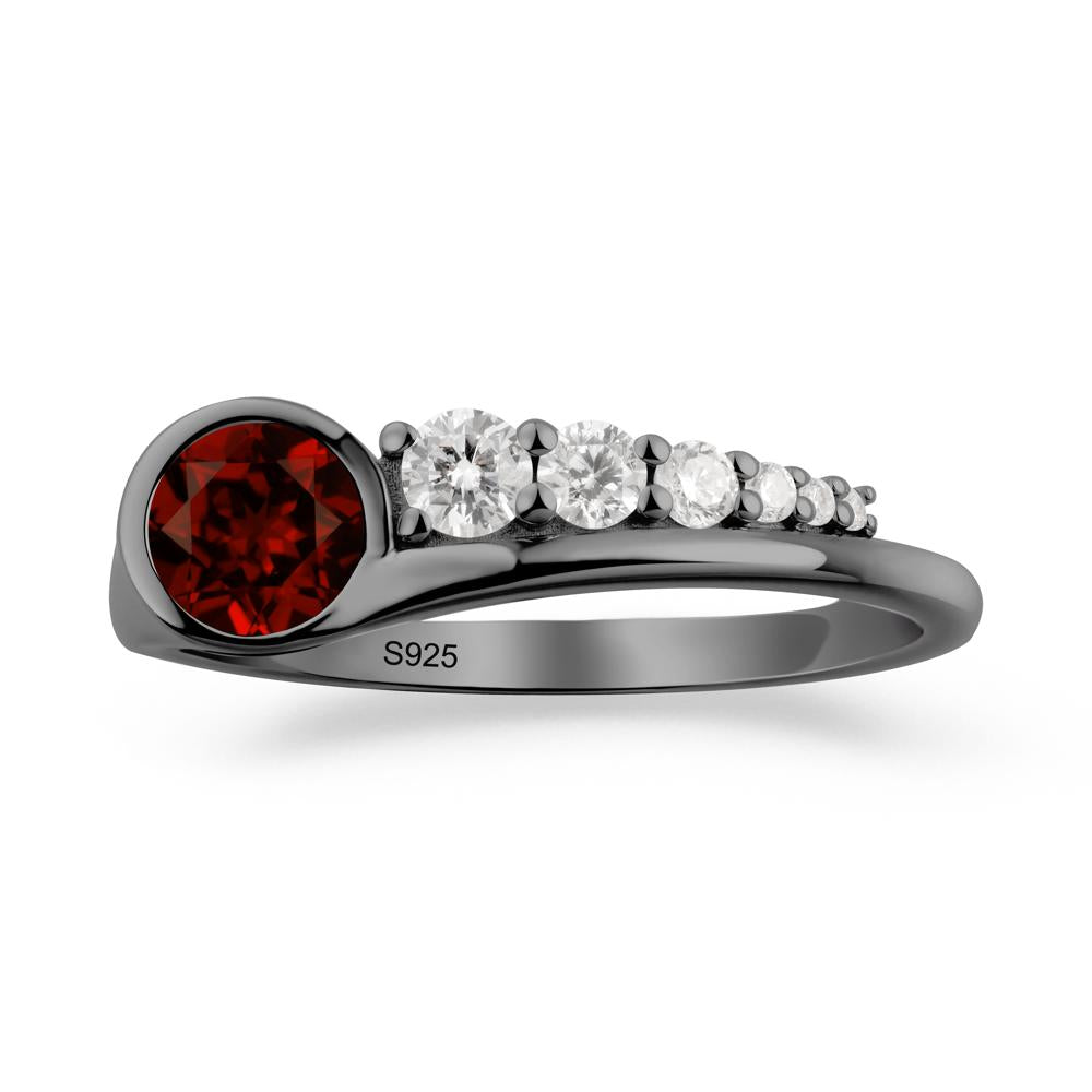 Round Garnet Graduated Bubble Ring - LUO Jewelry #metal_black finish sterling silver