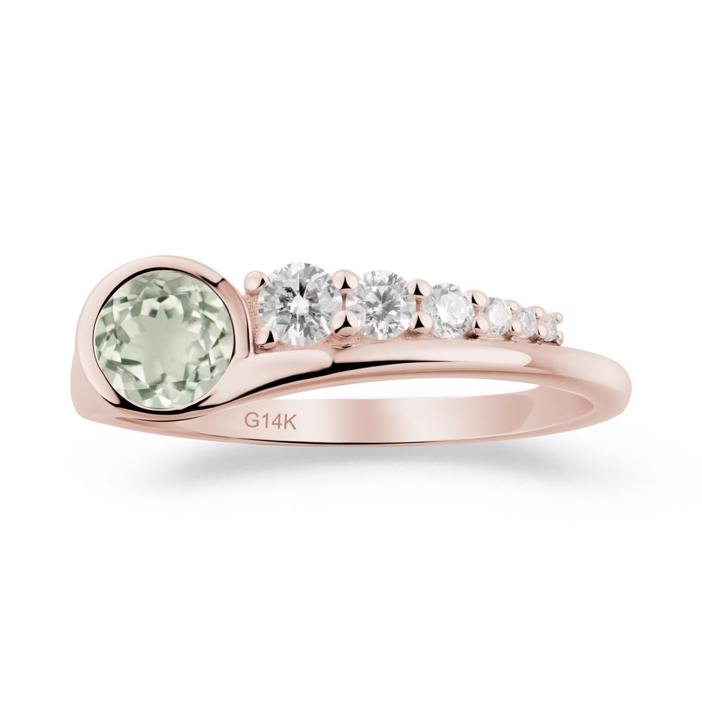 Six-Stone Graduated Bezel Green Amethyst Ring - LUO Jewelry #metal_14k rose gold