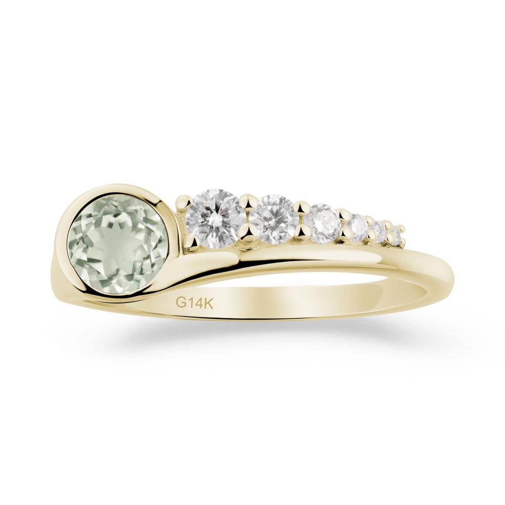 Six-Stone Graduated Bezel Green Amethyst Ring - LUO Jewelry #metal_14k yellow gold