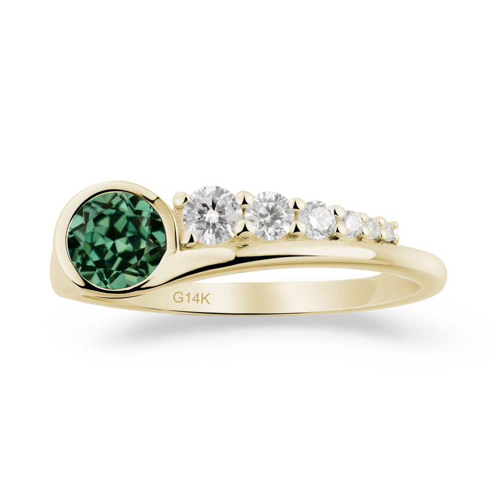 Six-Stone Graduated Bezel Green Sapphire Ring - LUO Jewelry #metal_14k yellow gold
