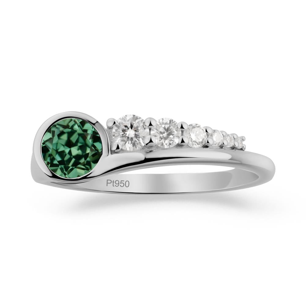 Six-Stone Graduated Bezel Green Sapphire Ring - LUO Jewelry #metal_platinum