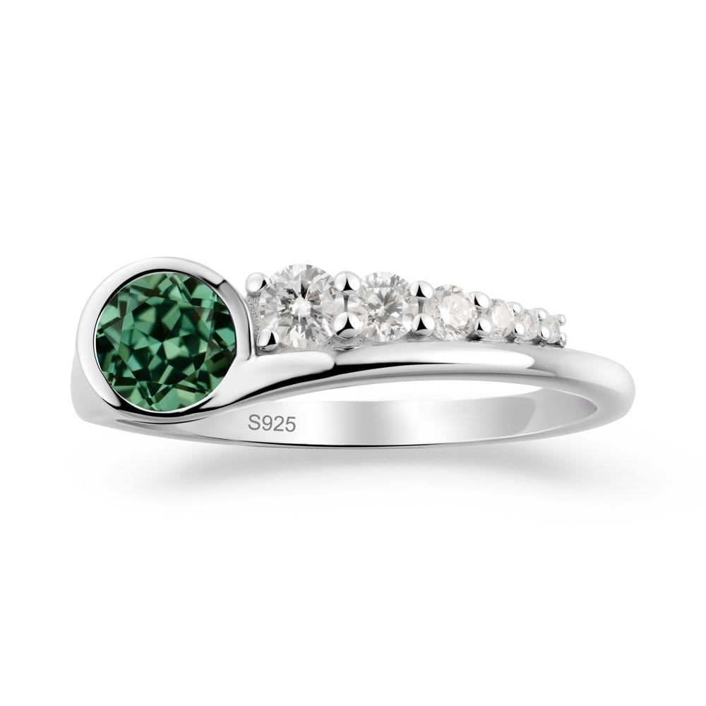 Six-Stone Graduated Bezel Green Sapphire Ring - LUO Jewelry #metal_sterling silver