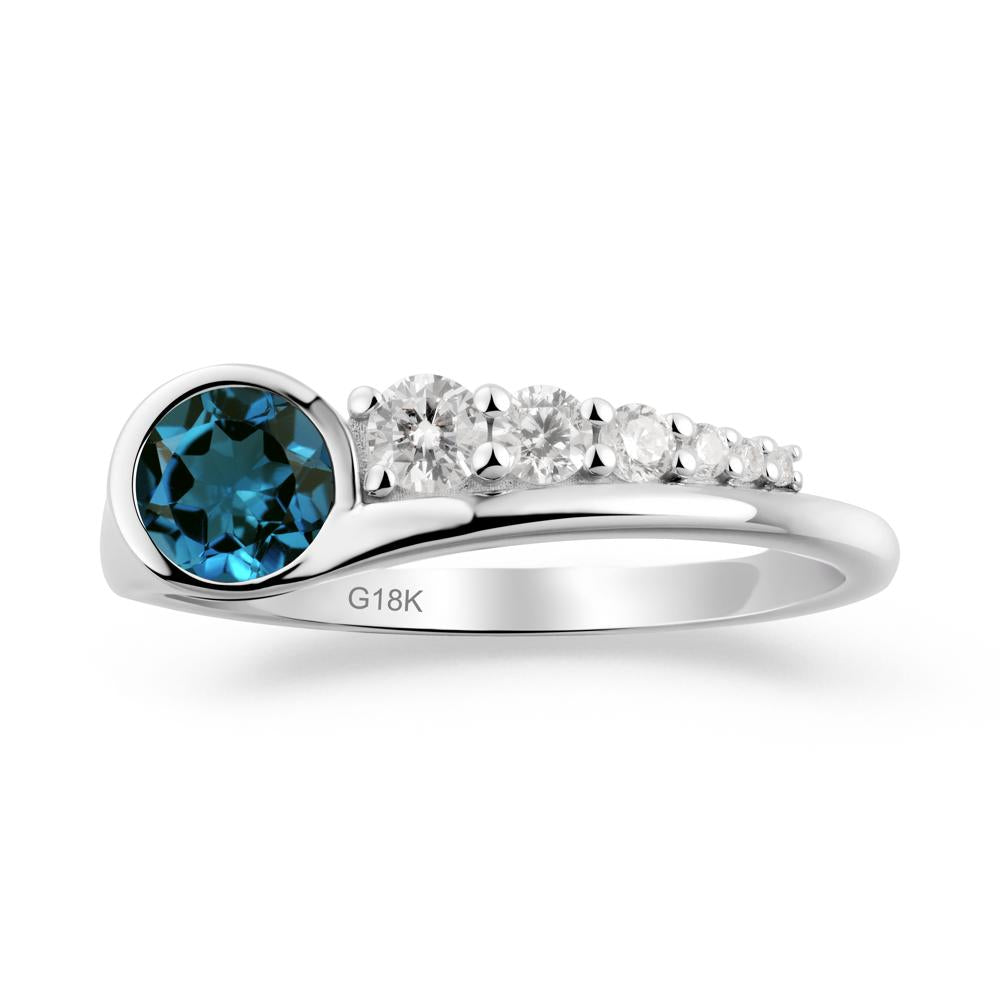 Round London Blue Topaz Graduated Bubble Ring - LUO Jewelry #metal_18k white gold