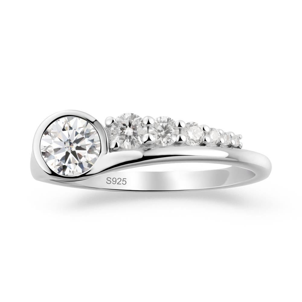 Six-Stone Graduated Bezel Moissanite Ring - LUO Jewelry #metal_sterling silver