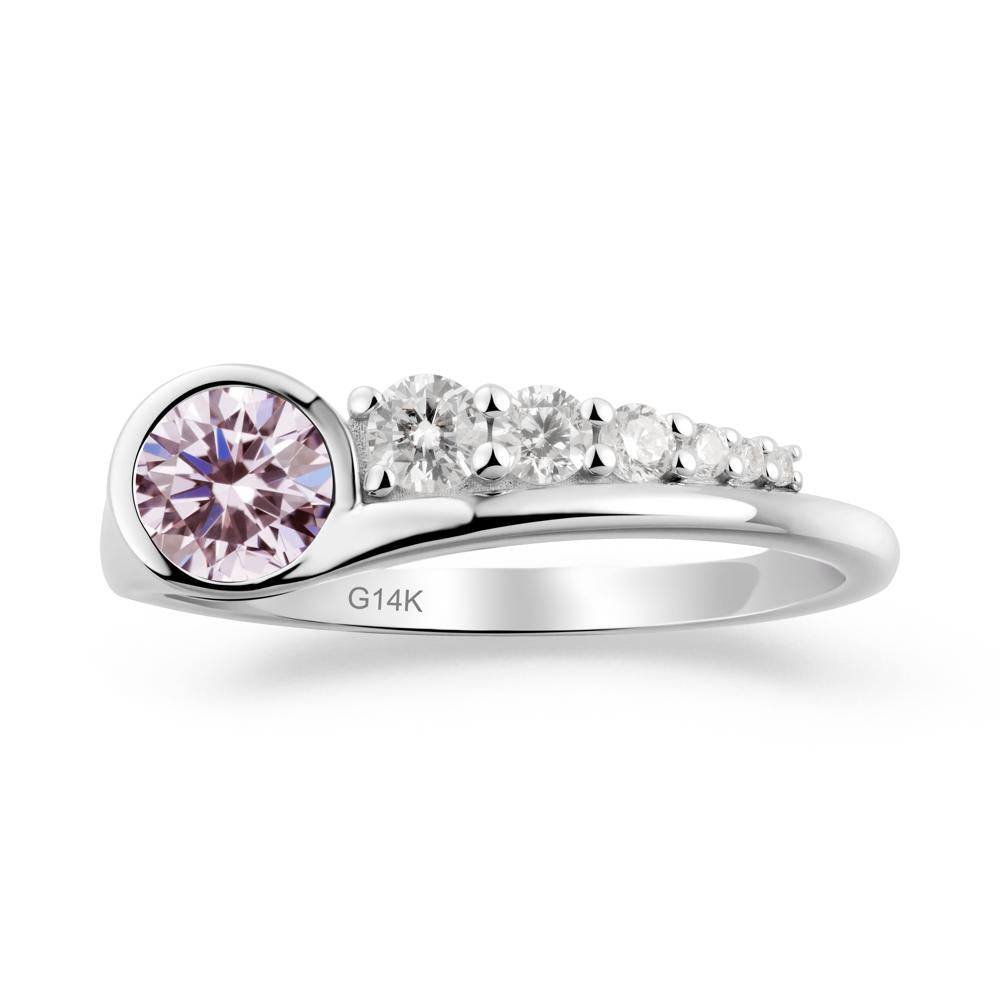 Six-Stone Graduated Bezel Pink Cubic Zirconia Ring - LUO Jewelry #metal_14k white gold