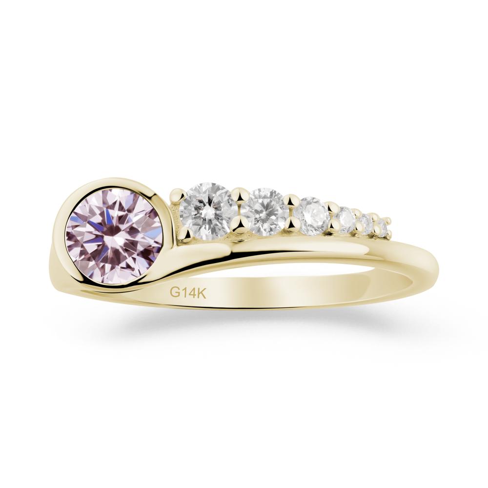 Six-Stone Graduated Bezel Pink Cubic Zirconia Ring - LUO Jewelry #metal_14k yellow gold