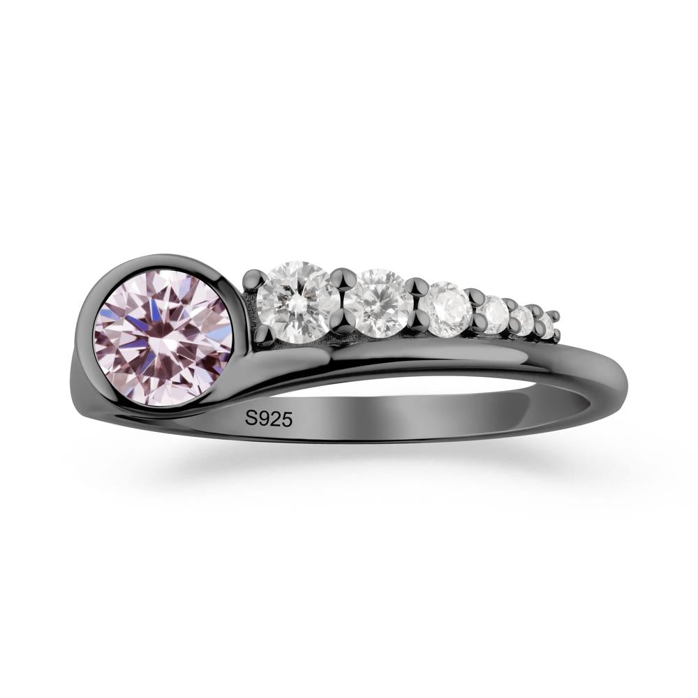 Six-Stone Graduated Bezel Pink Cubic Zirconia Ring - LUO Jewelry #metal_black finish sterling silver